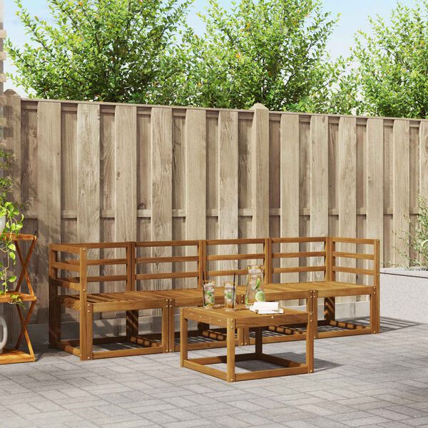 vidaXL Utend&oslash;rs sofa-sett 5 pcs Naturlig Solid akasietre