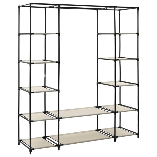 vidaXL Garderobeskap med rom og stenger krem 150x45x176 cm stoff