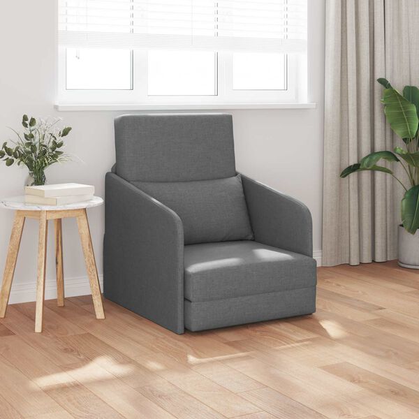 vidaXL Sammenleggbar Sofa seng M&oslash;rkegr&aring; 65 x 80 x 83 cm stoff