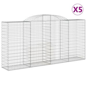 vidaXL Gabionkurver buede 5 stk 300x50x140/160 cm galvanisert jern