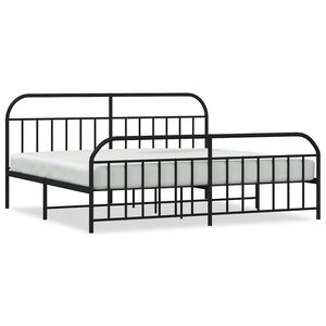 vidaXL Sengeramme i metall med hode- og fotgavl svart 193x203 cm