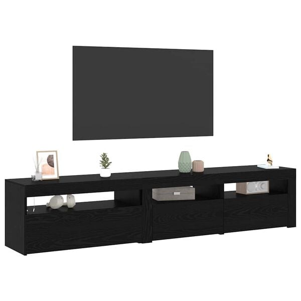 vidaXL TV-skap 2 pcs Svart Eik 195 x 35 x 40 cm Konstruert tre