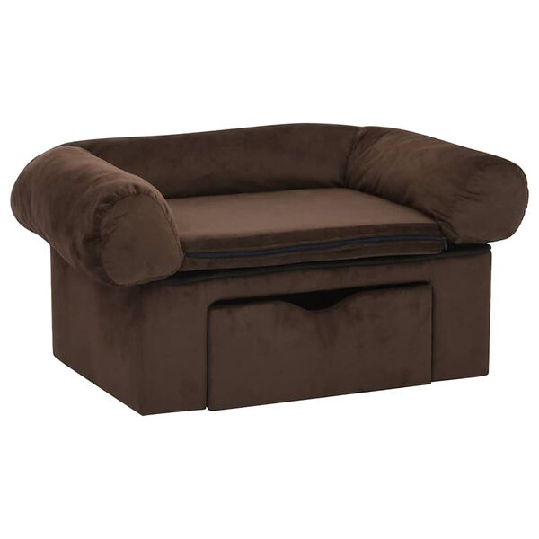 vidaXL Hundesofa med skuff brun 75x50x38 cm plysj