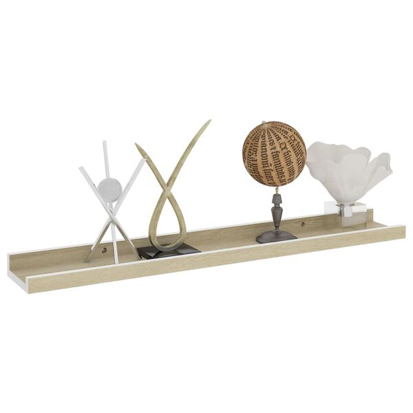 vidaXL Vegghyller 2 stk hvit og sonoma eik 60x9x3 cm