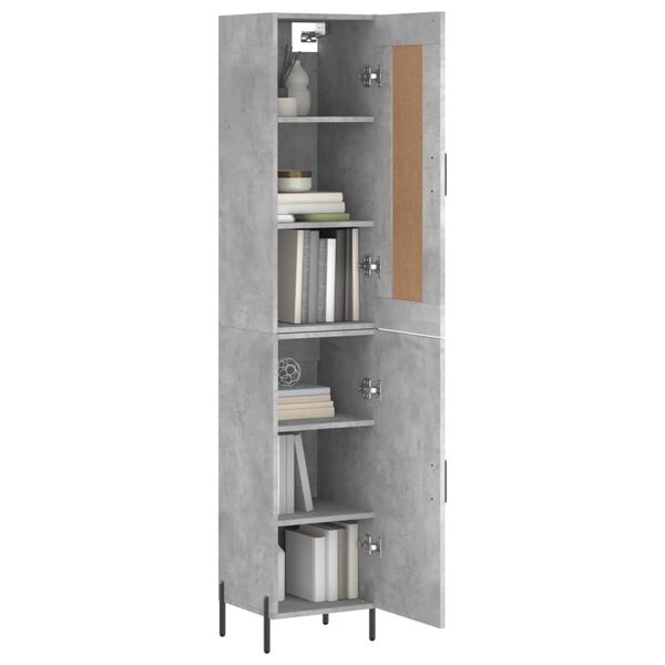 vidaXL Highboard betonggr&aring; 34,5x34x180 cm konstruert tre