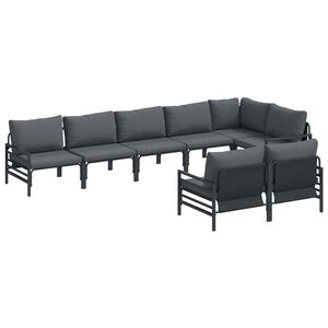 vidaXL Hagesofa Set 8 stk. Svart St&aring;l