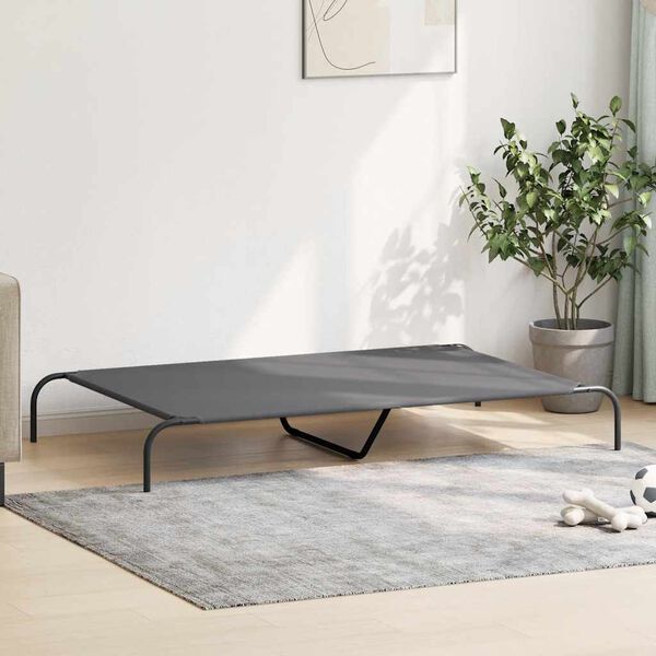 vidaXL Forh&oslash;yet hundeseng gr&aring; 150x90x20 cm oxfordstoff og st&aring;l