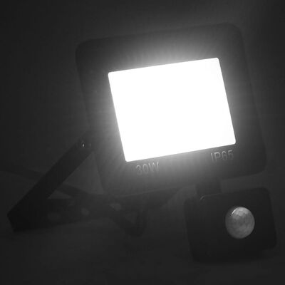 vidaXL LED-flomlys med sensor 30 W kaldhvit