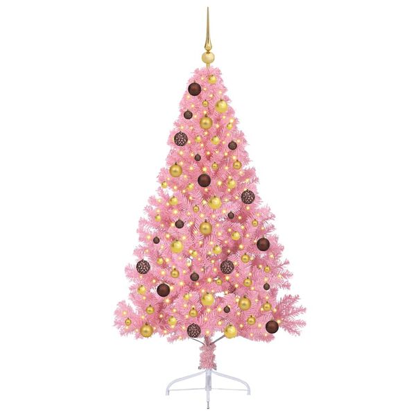 vidaXL Kunstig Forh&aring;ndsopplyst Juletre med 300 LED Rosa 180 cm PVC