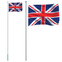 vidaXL Britisk flagg og stang 6,23 m aluminium