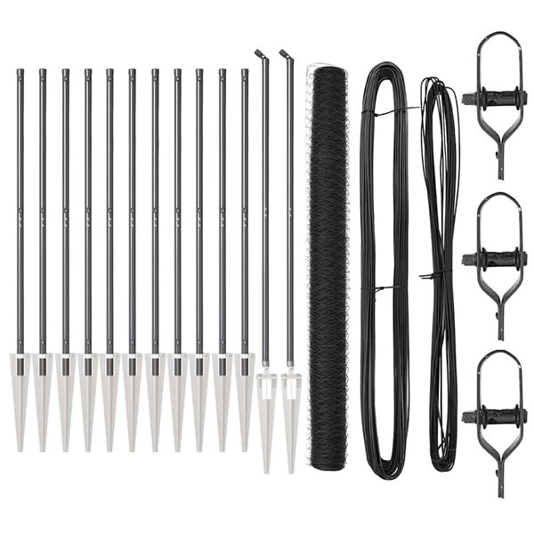 vidaXL Gjerdep&aring;le Gr&aring; 25 x 1,6 m (50 mm nett) St&aring;l og PVC