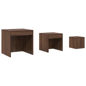 vidaXL Stablebord 3 stk brun eik konstruert tre