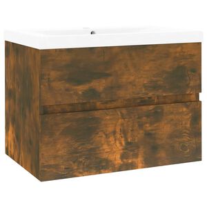 vidaXL Vaskskap med innebygd vask r&oslash;kt eik konstruert tre