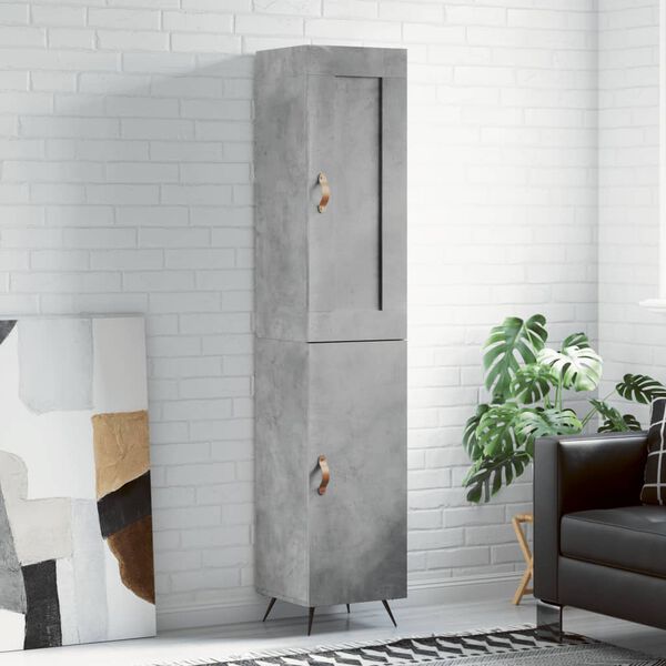 vidaXL Highboard betonggr&aring; 34,5x34x180 cm konstruert tre