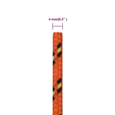 vidaXL Båttau oransje 4 mm 250 m polypropylen
