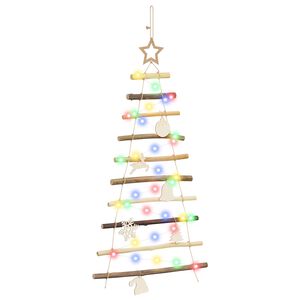 vidaXL Hengende juletre 90 cm 30 LED-lys Flerfarget Massiv Ask