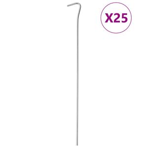 vidaXL Teltplugger 25 stk 30 cm &Oslash;4 mm galvanisert st&aring;l