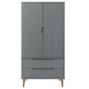 vidaXL Garderobe MOLDE grå 90x55x175 cm heltre furu