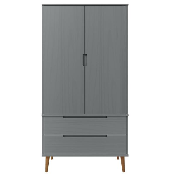 vidaXL Garderobe MOLDE grå 90x55x175 cm heltre furu