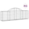 vidaXL Gabionkurver buede 11 stk 200x30x60/80 cm galvanisert jern