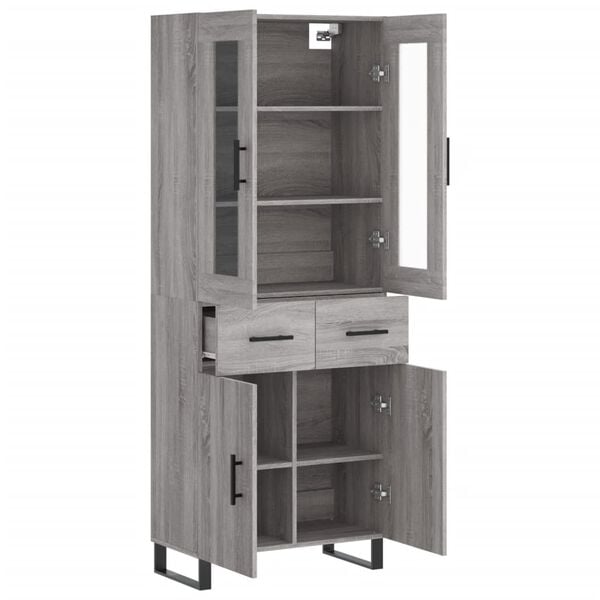 vidaXL Highboard grå sonoma 69,5x34x180 cm konstruert tre
