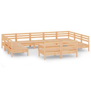 vidaXL Hagesofagruppe 12 deler heltre furu