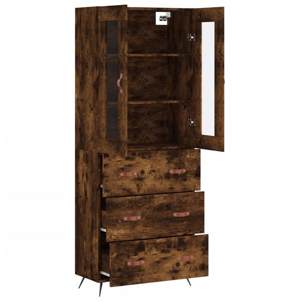 vidaXL Highboard r&oslash;kt eik 69,5x34x180 cm konstruert tre