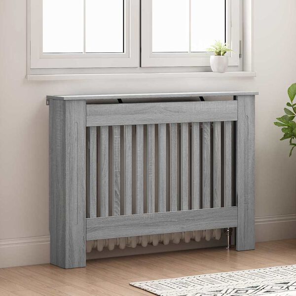vidaXL Radiator Deksel Gr&aring; Sonoma 112 x 19 x 81,5 cm Konstruert tre