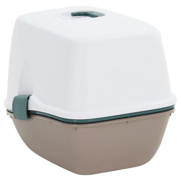 vidaXL Kattetoalett med deksel hvit og brun 58,5x39,5x43 cm PP