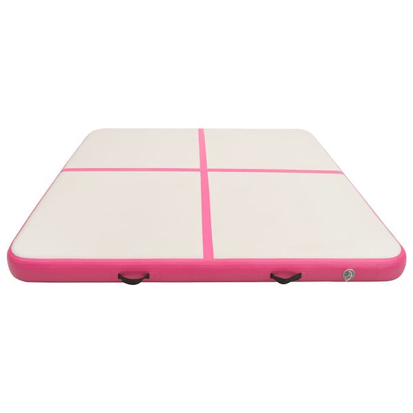 vidaXL Oppbl&aring;sbar PVC gymnastikkmatte med pumpe 200x200x15 cm rosa