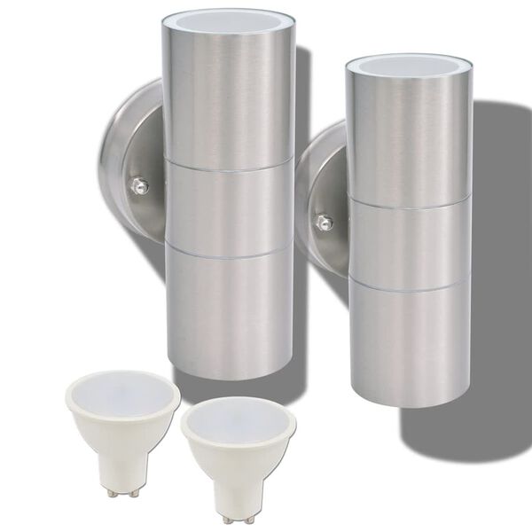 VidaXL Utend&oslash;rs LED Vegglamper 2 stk Rustfritt st&aring;l Oppover/Nedover