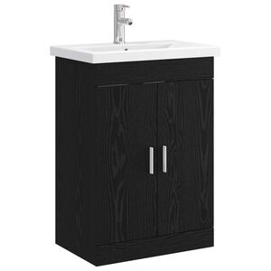 vidaXL Baderomsinnredningssett Svart eik 61 x 40 x 84,5 cm