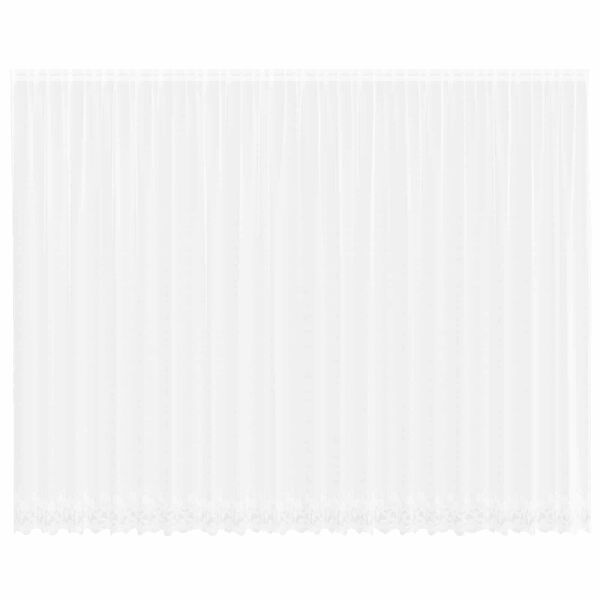 vidaXL Blondegardin med gardiner Blomster Hvit 280 x 600 cm Polyester