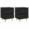 vidaXL Nattbord med heltre furuben 2 stk svart 40x35x50 cm