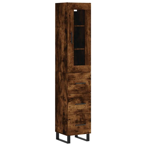 vidaXL Highboard r&oslash;kt eik 34,5x34x180 cm konstruert tre