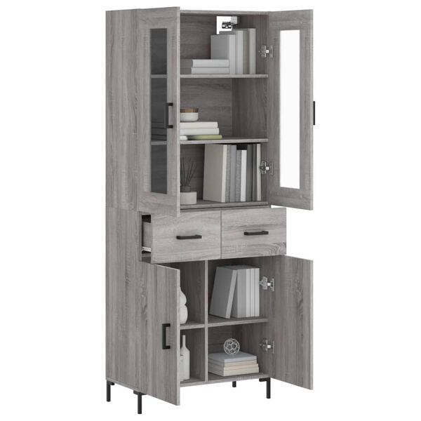 vidaXL Highboard grå sonoma 69,5x34x180 cm konstruert tre