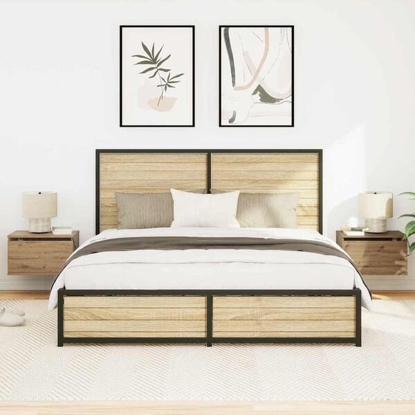 vidaXL Vegghengt nattbord med skuff 2 pcs Artisan Eik 50 x 36 x 30 cm