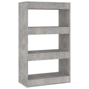 vidaXL Bokhylle/romdeler betonggr&aring; 60x30x103 cm konstruert tre