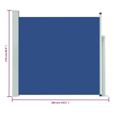 vidaXL Uttrekkbar sidemarkise 170x300 cm blå