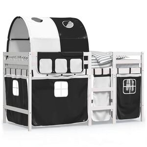 vidaXL K&oslash;yeseng for barn tunnel hvit og svart 90x190 cm heltre furu