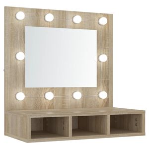 vidaXL Speilskap med LED sonoma eik 60x31,5x62 cm