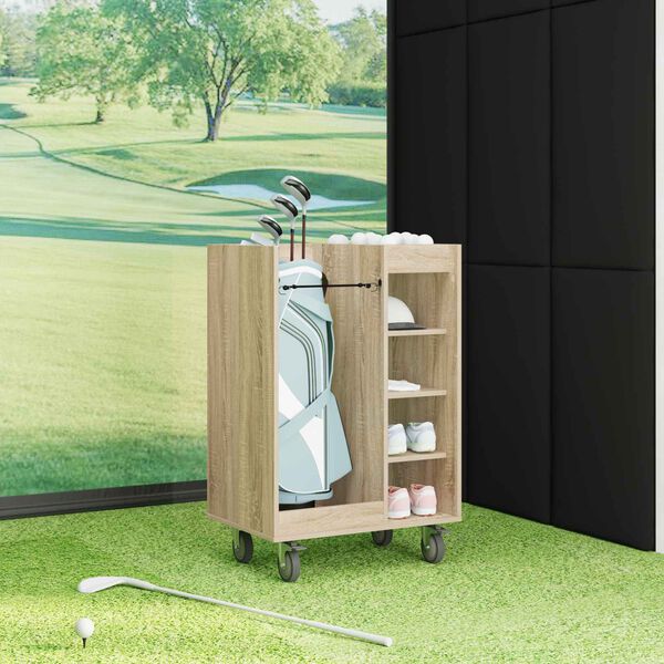 vidaXL Golfskap med hjul Ensfarget Sonoma eik 65 x 45 x 98 cm