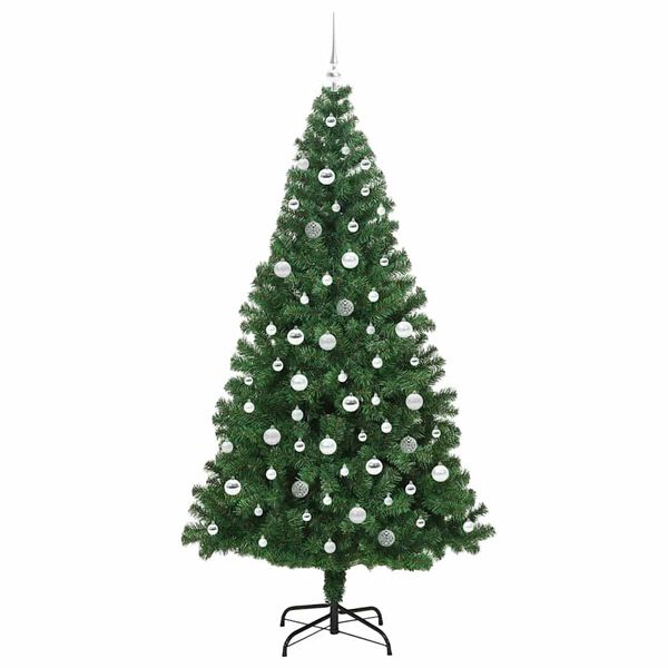 vidaXL Kunstig juletre med 300 LED gr&oslash;nn 210 cm PVC og St&aring;l og Plast