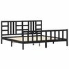 vidaXL Sengeramme med hodegavl svart 200x200 cm heltre