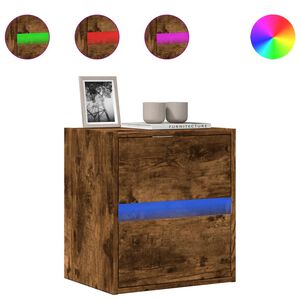 vidaXL Vegghengt TV-benk med LED røkt eik 41x31x45 cm