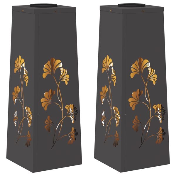 vidaXL Solenergi LED stibelys 2 pcs Svart Kaldvalset st&aring;l