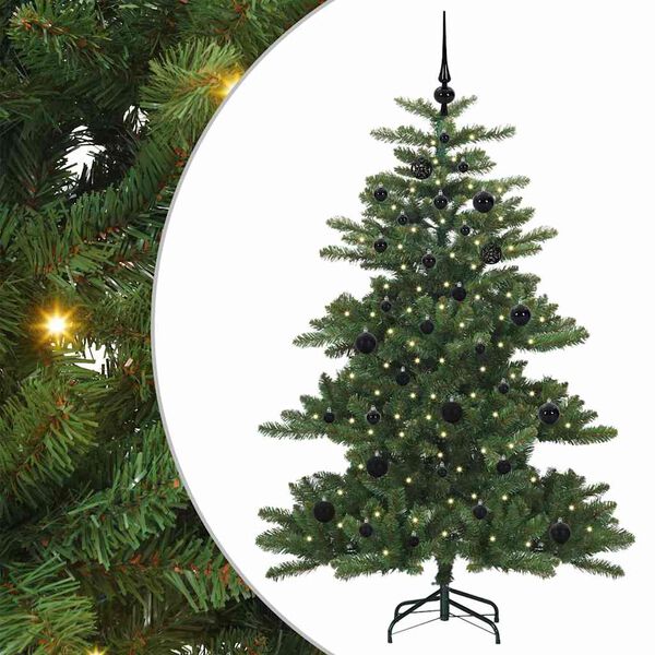 vidaXL Kunstig sammensatt juletre med 150 LED gr&oslash;nn 150 cm PVC og st&aring;l