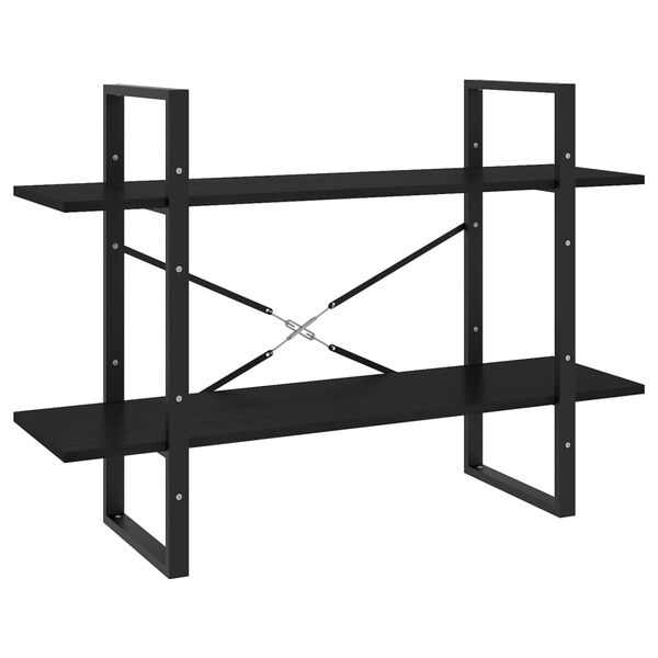vidaXL Bokhylle 2 nivåer svart 100x30x70 cm heltre furu