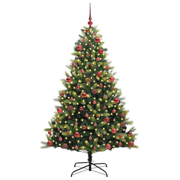 vidaXL Kunstig leddet juletre med 300 LED-lamper gr&oslash;nn 180 cm