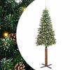 vidaXL Slim juletre med 300 LED gr&oslash;nn 210 cm PVC og Massivt Furu tre